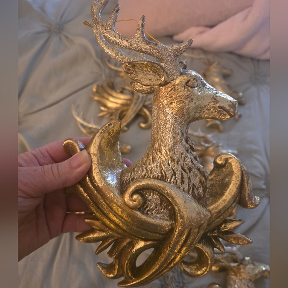 New (6) Gold Christmas Ornaments - Large